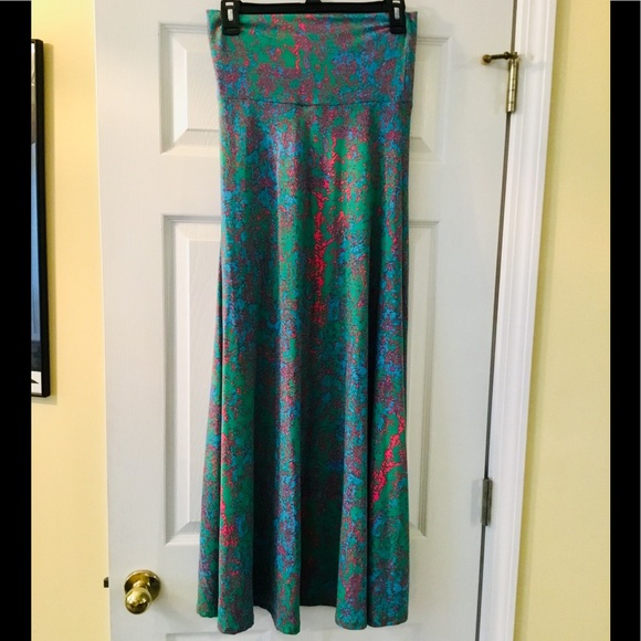LuLaRoe Dresses & Skirts - LuLaRoe Maxi Skirt w/green, pink and blue abstract